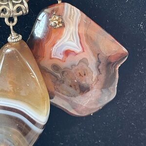 Four Agate and stone Pendant Necklaces